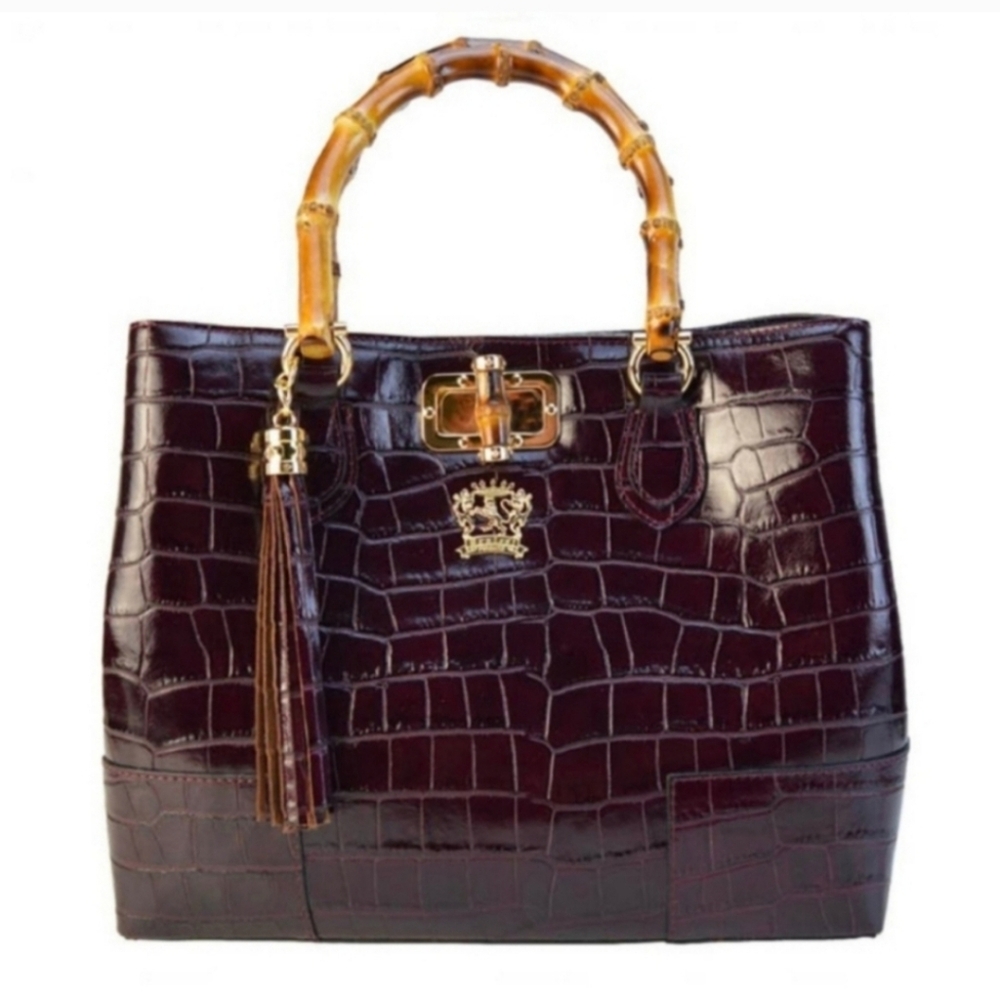 New Pratesi Firenze Crossbody Satchel Handbag Brown/Cognac Leather, Made in